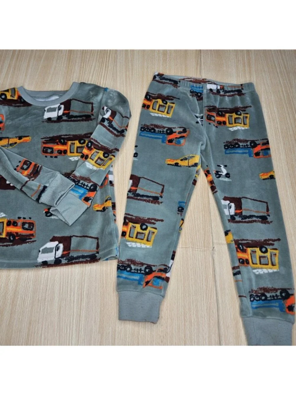 Carter's Toddler Boys Green Velour Truck Pajama Set 3T
